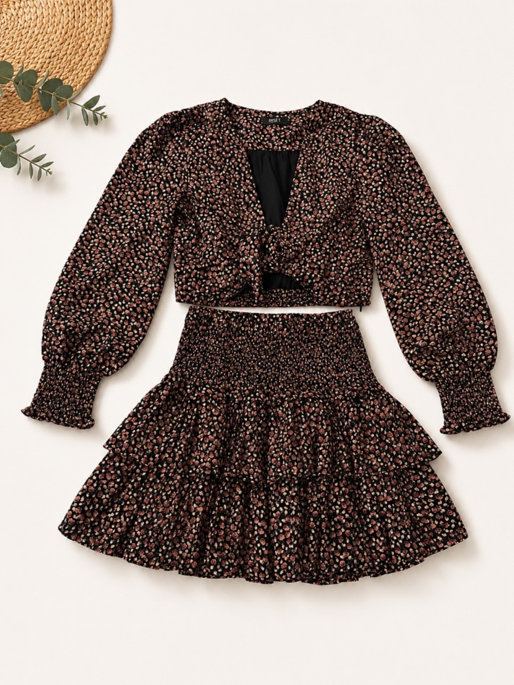 RESET Floral Two-Piece Skirt Set Size M